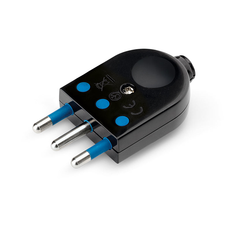 ENCHUFE VOLANTE 2P+T 16 A NEGRO SALIDA RECTA Y LATERAL