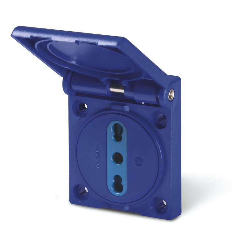 ENCHUFE HEMBRA 10-16 2P+T 16A 250V AC IP54 FIJACION 50X60mm PARA SERIE DOMINO-BLOCK-ADAPTO-COMBI