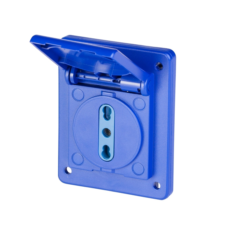 ENCHUFE HEMBRA 10-16 2P+T 16A 250V AC IP54 FIJACION 70X87mm PARA SERIE DOMINO-BLOCK-ADAPTO