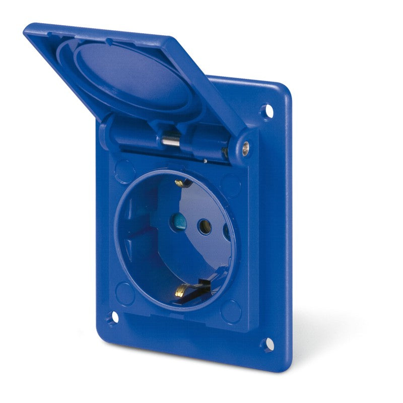 ENCHUFE HEMBRA SHUCKO 2P+T 16A 250V AC IP54 FIJACION 70X87mm PARA SERIE DOMINO-BLOCK-ADAPTO