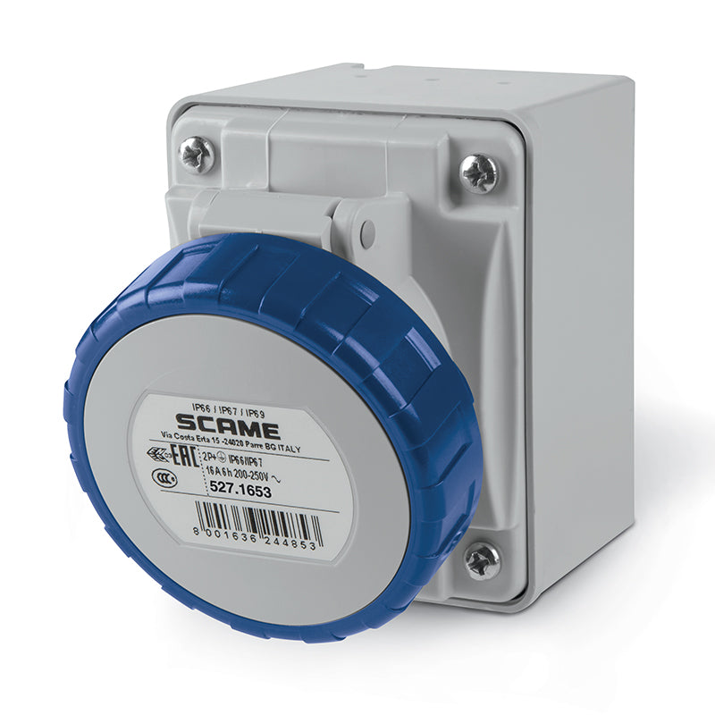 ENCHUFE HEMBRA S/PUESTA 2P+T IP66/67/69 16A 6H 200-250V AC 50Hz