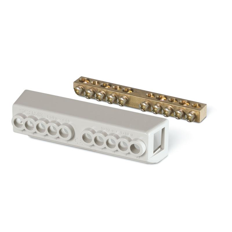 REGLETA IP20 CON AISLANTE  PARA SERIE DOMINO , PUESTA A TIERRA O PARA NEUTRO